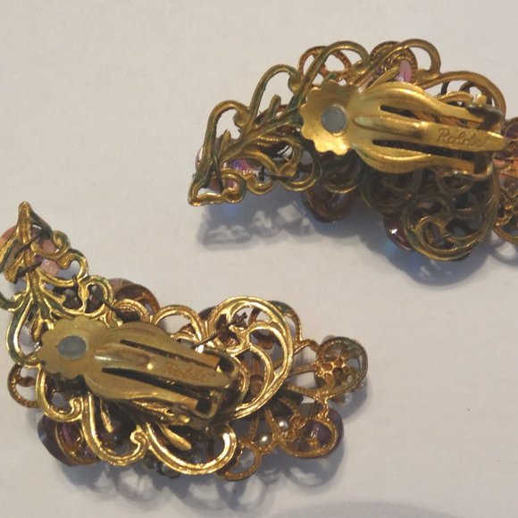 ORIGINAL BY ROBERT Rhinestone Parure Brooch Matching Earrings Set Vintage 1950s - Picture 5 of 5